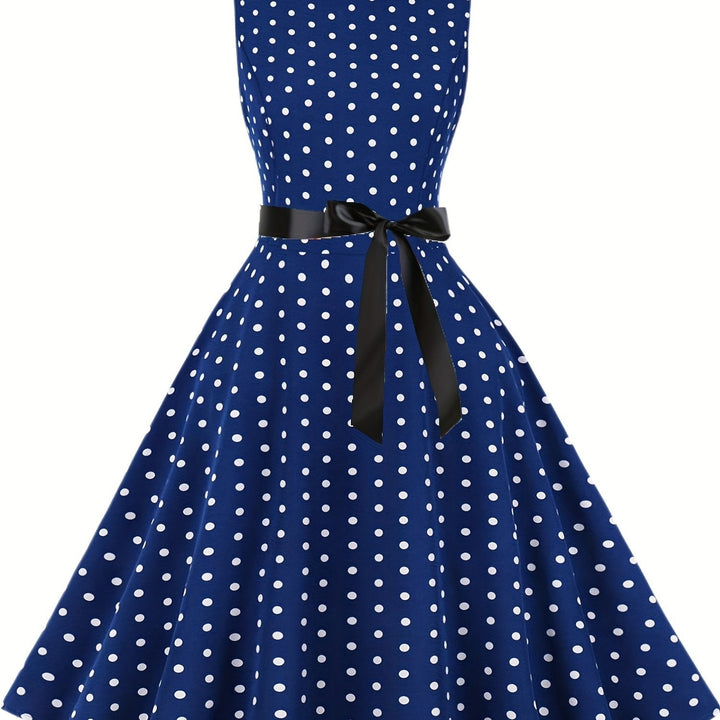 Schickes Damen A-Linien Kleid, Polka Dot Vintage Rockabilly Look, ideal als Partykleid oder elegantes Freizeitkleid.