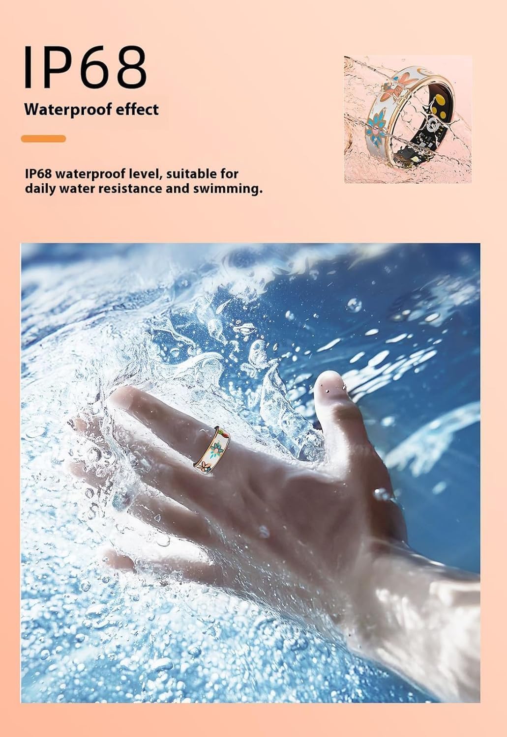 Smarter Wellness-Ring mit Emaille. Misst Fitness & Schlaf. Elegantes Design, unisex. Für iOS/Android.