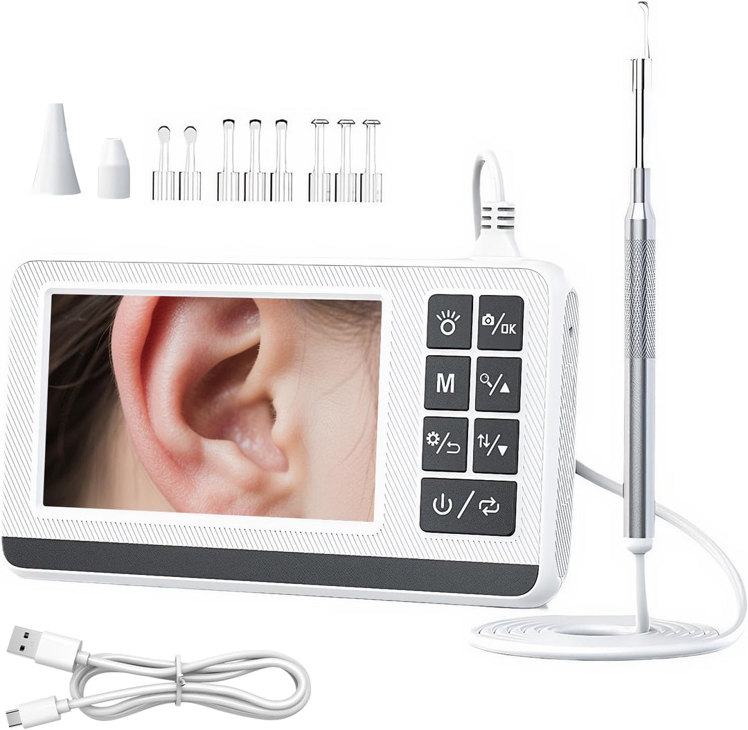 Claryon Ohrreinigungsmikroskop mit 3,9mm HD-Kamera und 4,3-Zoll Bildschirm für sichere Ohrenpflege.