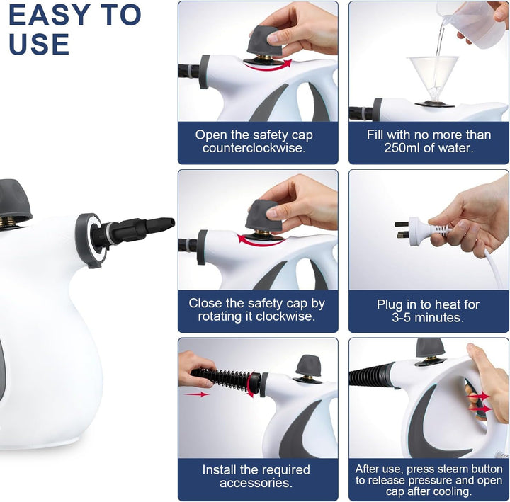 Ergonomischer Valtira Handdampfreiniger mit kompaktem Design für einfache und effektive Anwendung.