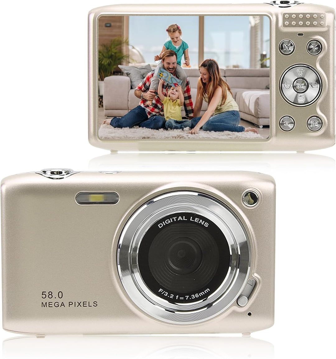 Kompakte 4K Digitalkamera mit 58MP, 16x Zoom für gestochen scharfe Bilder und Videos.