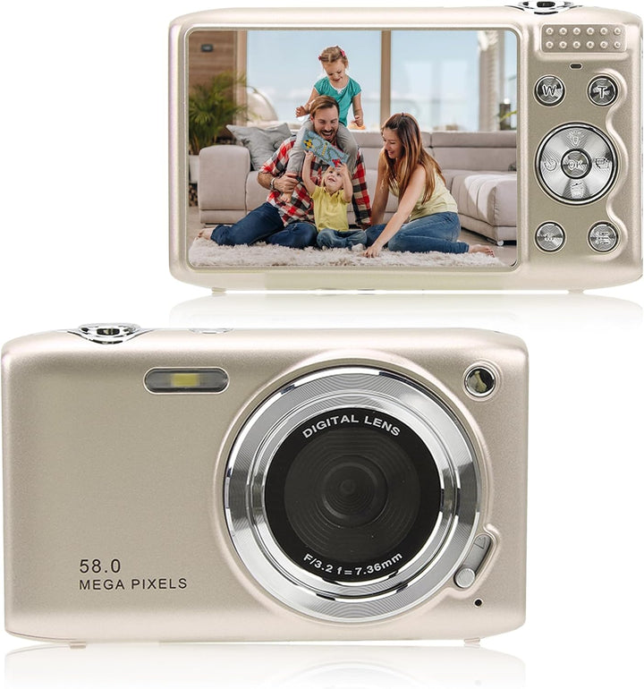 Kompakte 4K Digitalkamera mit 58MP, 16x Zoom für gestochen scharfe Bilder und Videos.
