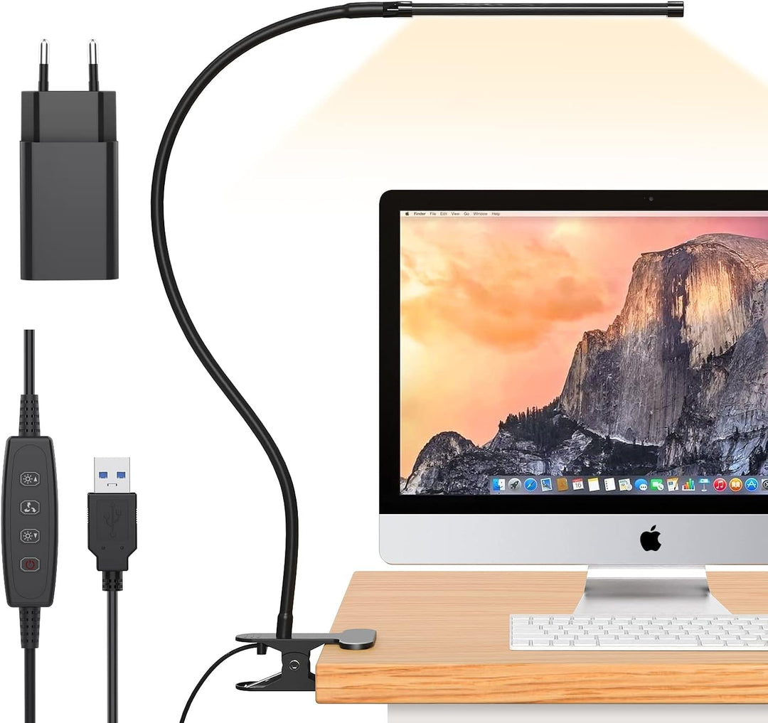 Vielseitige dimmbare Serava LED Klemmlampe, flexibel & augenschonend. Ideal als Leselampe, Arbeitslampe oder für Home Office.