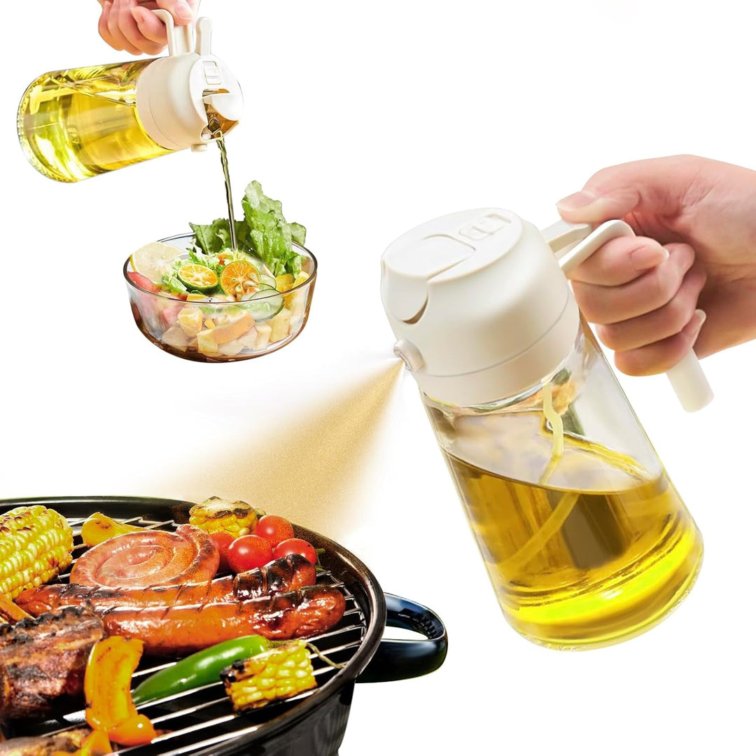 Eleganter Ölspray aus Glas für die Küche, perfekt zum Kochen, Backen und Marinieren. Vielseitiger Ölspender.