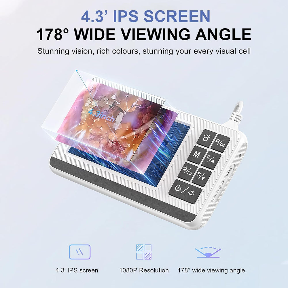 Unisex Otoskop mit integriertem 4,3-Zoll HD-Display zur präzisen Ohrenschmalzentfernung & Hygiene.