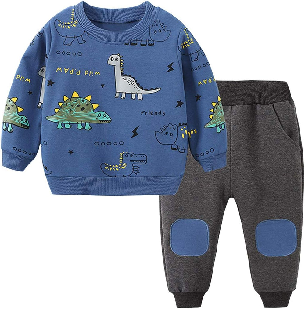 Abenteuerliches Kinder Jungen Dinosaurier Set. 2-Teiler Freizeitbekleidung mit Dino Print für Kleinkinder.