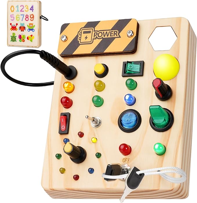 Montessori LED-Pinnwand für Kinder. Lernspielzeug fördert Feinmotorik und sensorische Entwicklung.