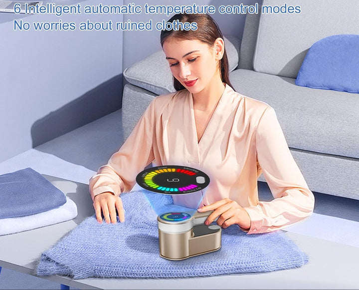Modernes goldenes/silbernes Reise-Dampfbügeleisen, 1200W, mit ergonomischem Design und 6 Einstellungen.