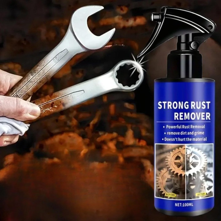 Benutzerfreundliches Rostentferner Spray. Sprühflasche für gezielte und einfache Rostentfernung auf Metallflächen.