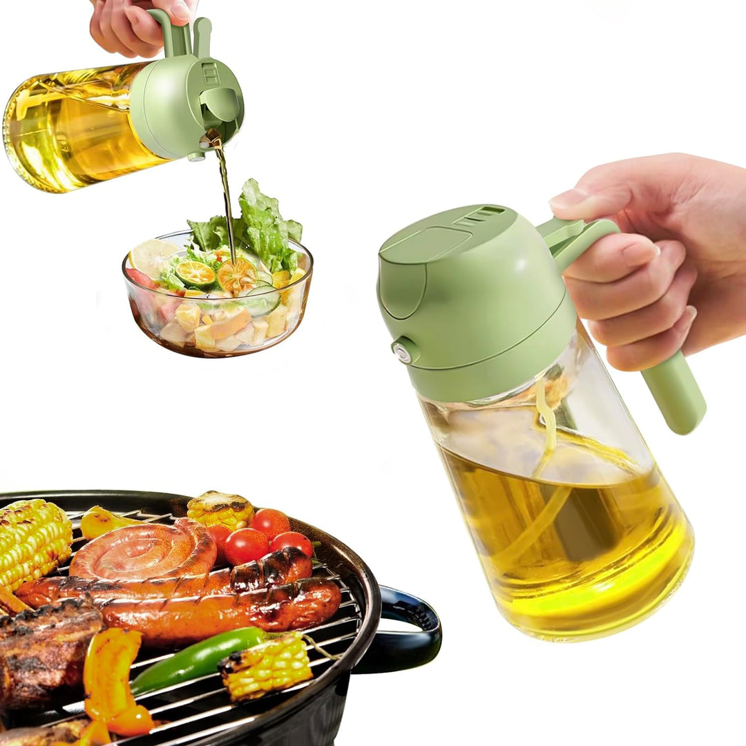 Vielseitiger Olivenölspray in Glasflasche, ideal zum Kochen, Grillen & für Salate. Praktischer Ölspender.