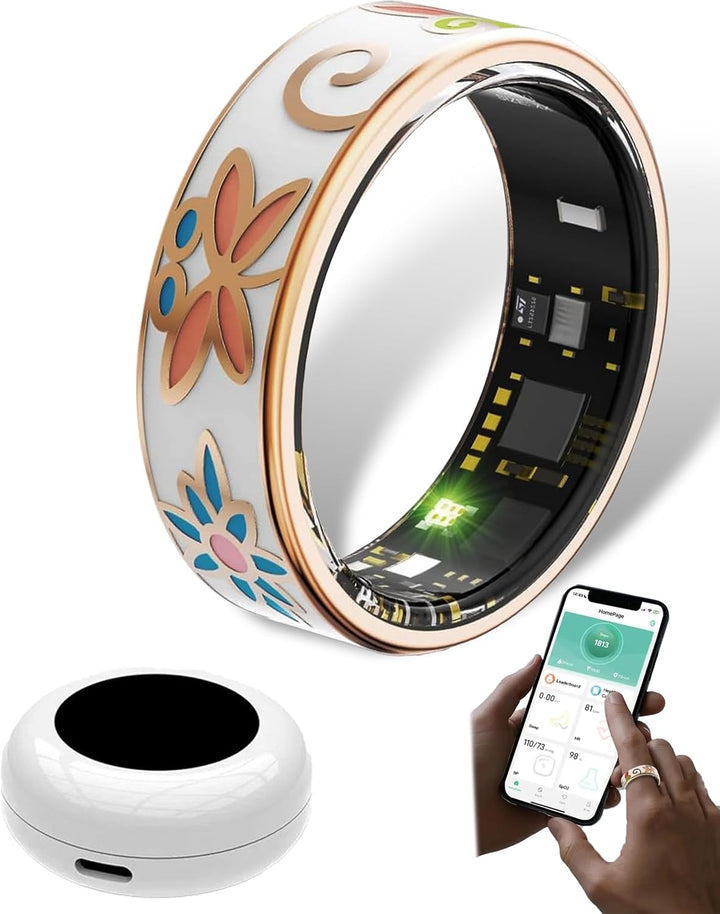 Aktivitätstracker & Schlafüberwachung: Smart Ring mit Emaille. Unisex-Design für digitale Fitness.
