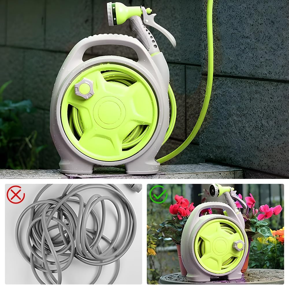 Praktisches 15m Gartenschlauch-Set Corvina mit kompakter Wickelstation für Haus, Garten und Terrasse.