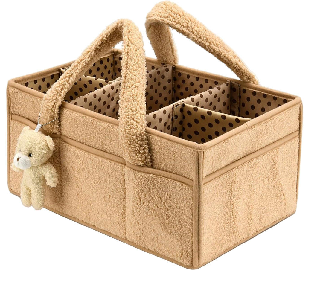 Weicher Sherpa Aufbewahrungskorb für Windeln, ideal für Wickelkommode & unterwegs.