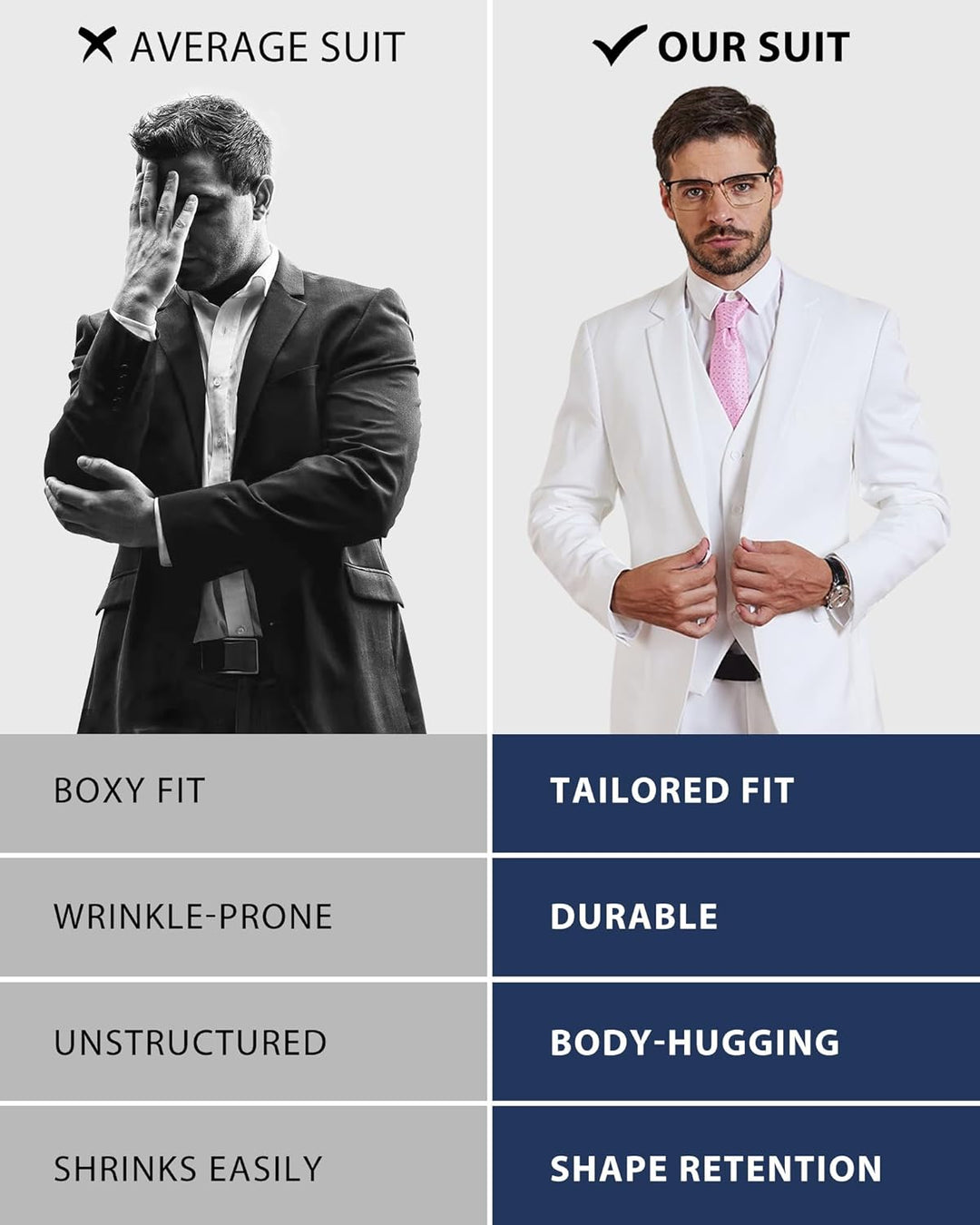 Hochwertiger Herren Anzug für Business und Hochzeit. Eleganter Zweiteiler, ganzjährig tragbar.