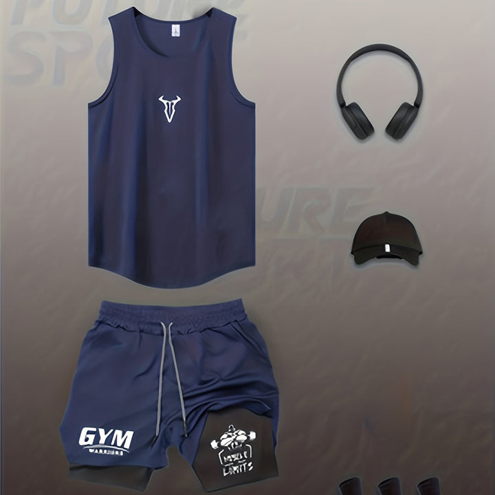 Stylisches Herren Fitness-Set, bestehend aus Tanktop und Shorts. Perfekt für das Gym.