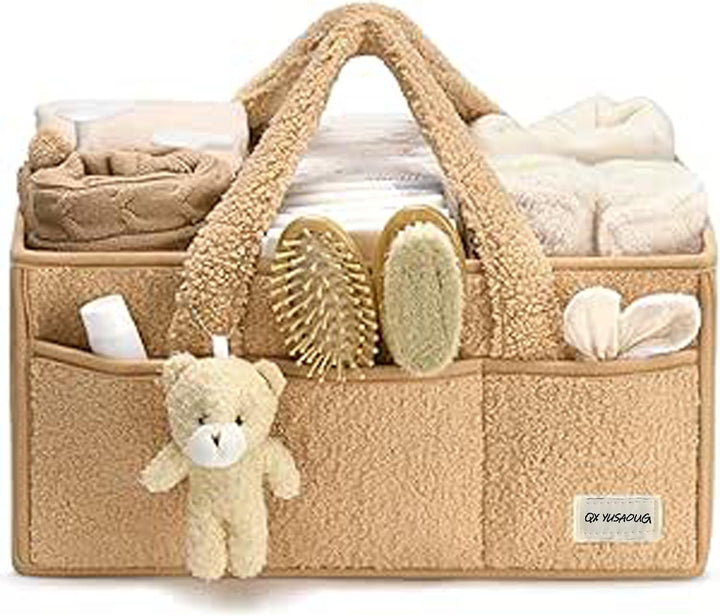 Eleganter Plüsch Windel-Organizer, schafft Ordnung und Gemütlichkeit im Kinderzimmer.