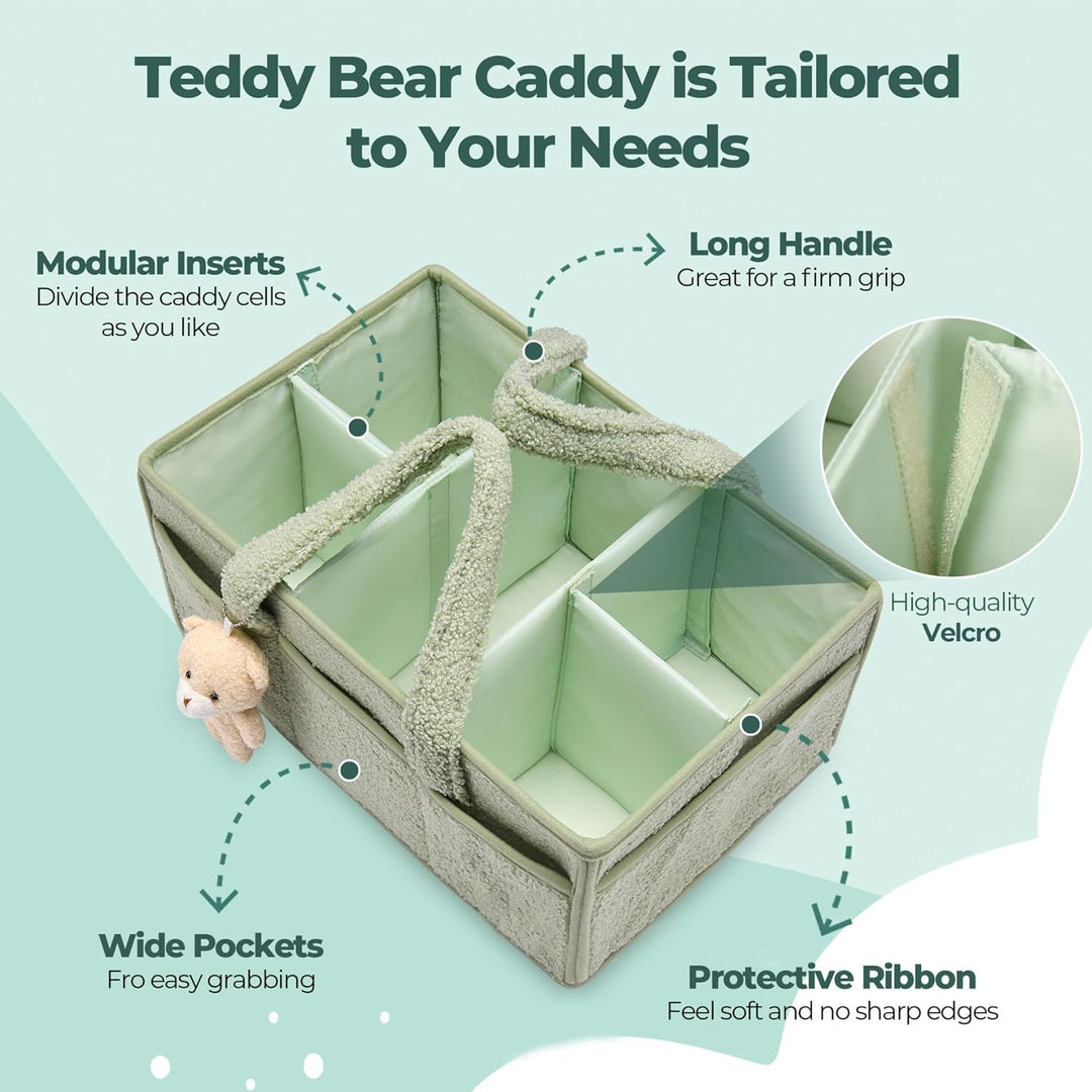 Geschenkidee: Plüsch Windel-Caddy mit Fächern, unverzichtbar für Babyeltern.