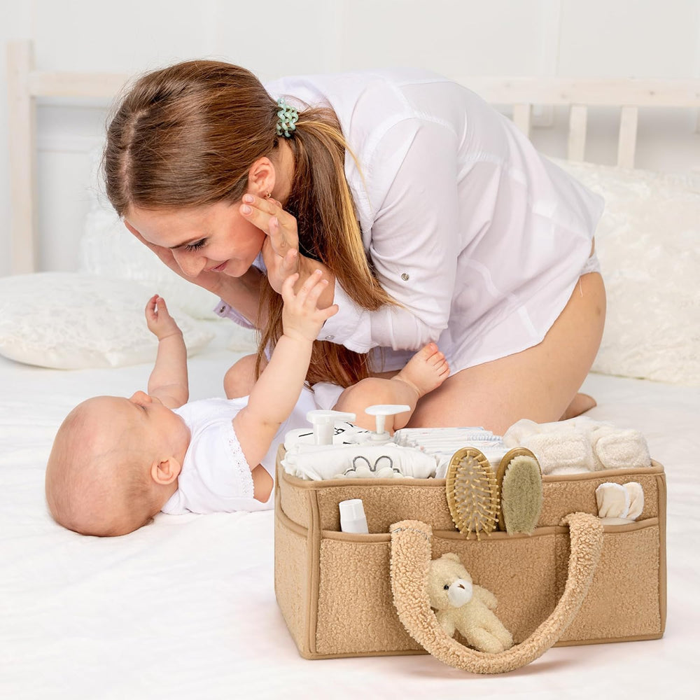 Elvoria Plüsch Windel-Organizer zur Aufbewahrung von Babyartikeln im Kinderzimmer.