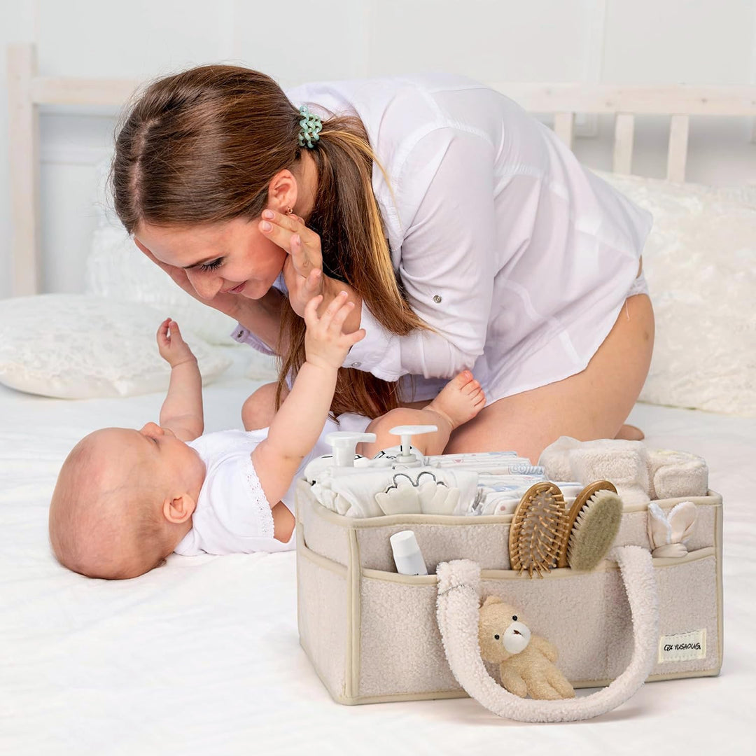 Elvoria Windel-Aufbewahrungskorb aus Plüsch, organisiert Babys Welt stilvoll.