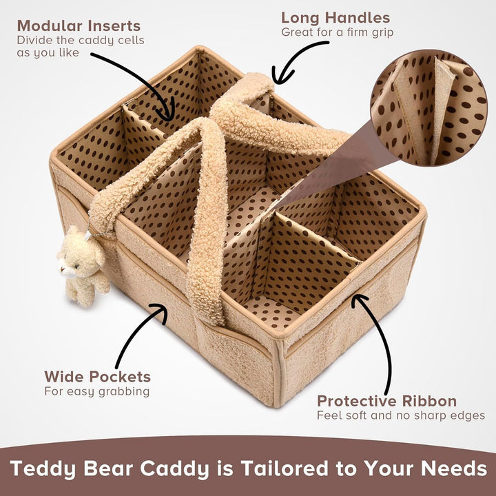 Stilvoller Plüsch Windel-Caddy, Must-have für Babyzimmer und frischgebackene Eltern.