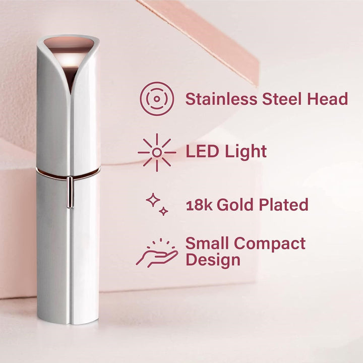 Reisefreundlicher Rasierer für Damen in Roségold, ideal für schnelle, schmerzfreie Haarentfernung.