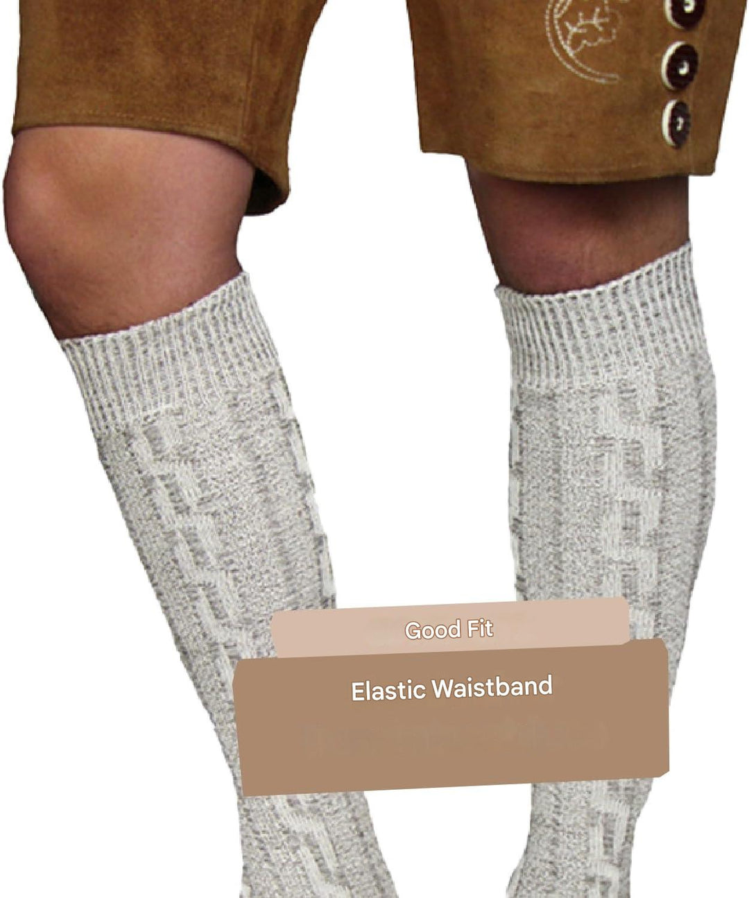 Hochwertige Herrensocken im bayerischen Stil, traditionelle Trachtenstrümpfe mit Zopfmuster für das Oktoberfest.