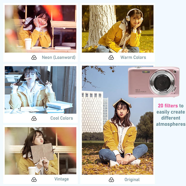 Ideales Geschenk: Kompakte 4K Digitalkamera, 58MP, 16x Zoom für Fotografie-Liebhaber.