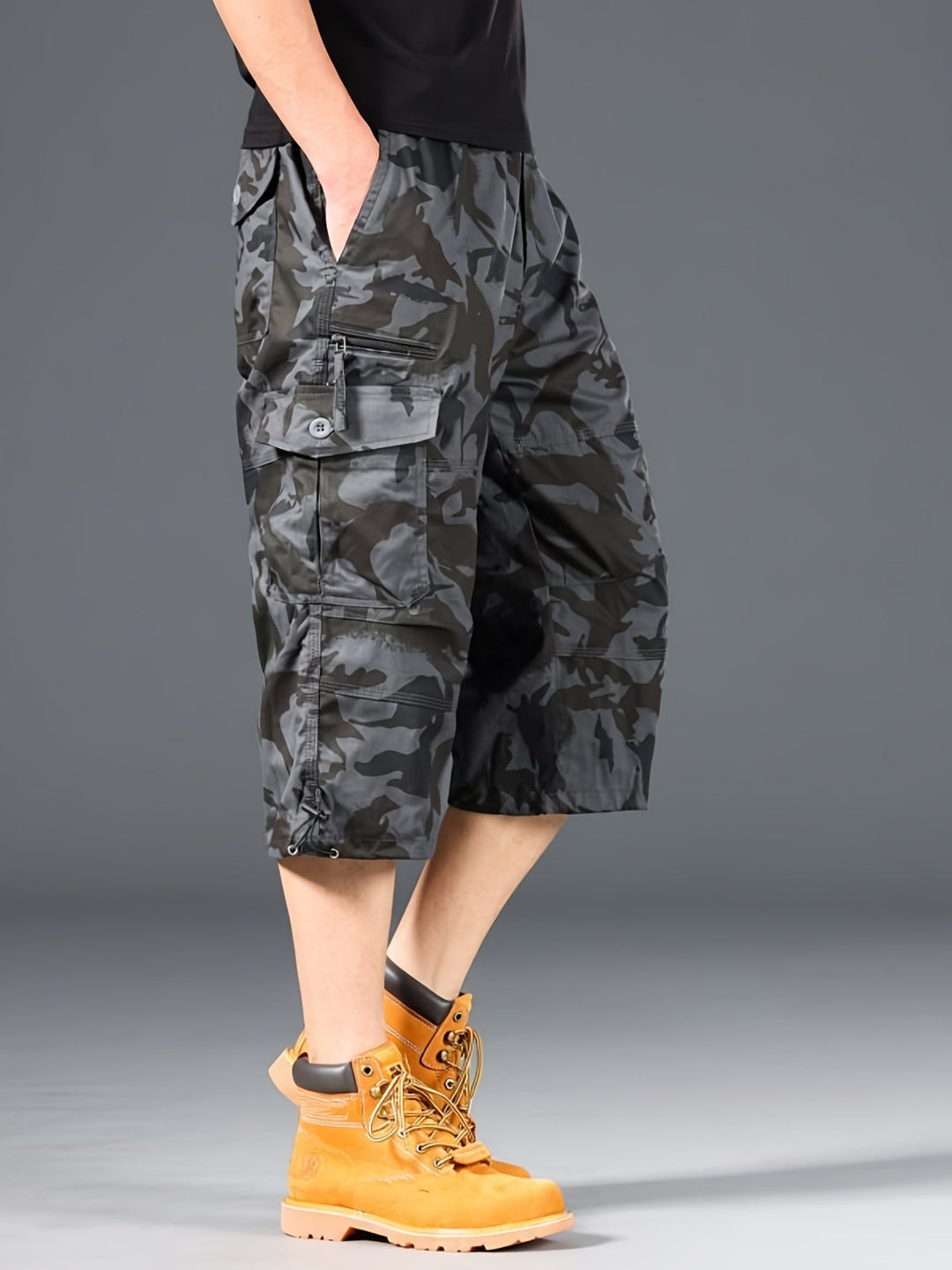Robuste Outdoor Herren Cargo Shorts, extra lang, strapazierfähig & bequem für Abenteuer.