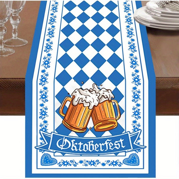 Oktoberfest Tafelläufer mit klassischem bayerischem Rautenmuster für festliche Wiesn-Tischdeko. Perfekt für Party.