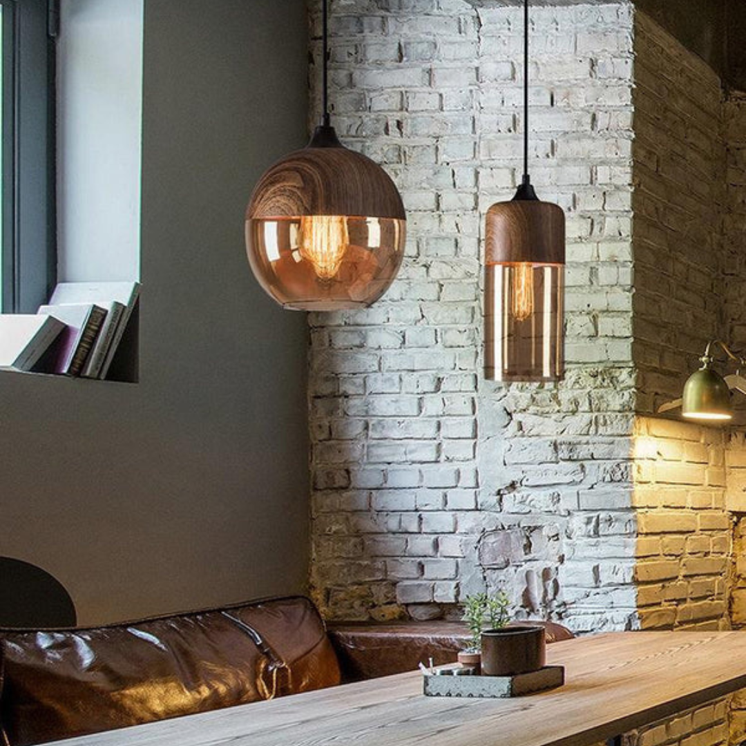 Skandinavische Designleuchte aus Holz für das Wohnzimmer, minimalistisch und stilvoll.