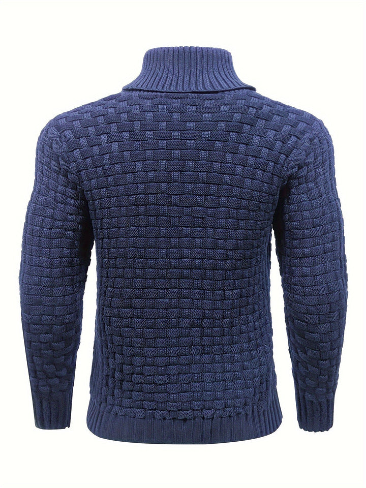 Herren Herbst-Winter Pullover, Schalkragen. Waffelstruktur, stilvoll und gemütlich.