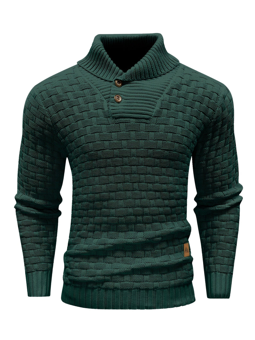 Warmer Langarm Strickpullover für Herren. Waffelstruktur & Schalkragen für gemütliche Tage.