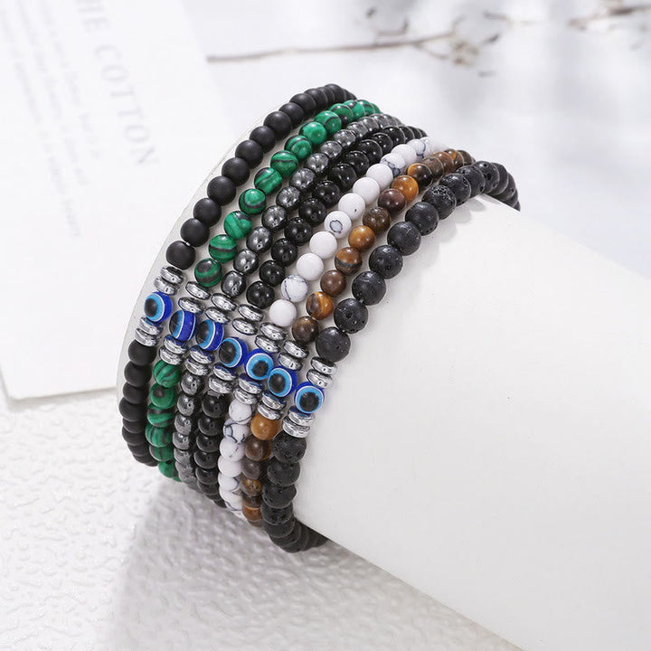 Robustes 4mm Herrenarmband: Natursteine (Onyx, Tigerauge) und Böses Auge für täglichen Schutz.