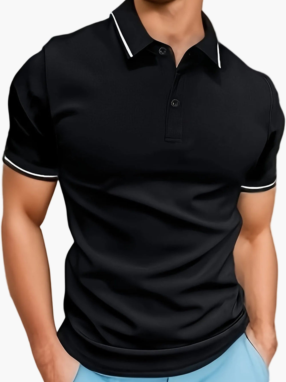 Bequemes Herren Casual Poloshirt mit Kontrastkragen & Kurzarm. Perfekt für Sport oder Freizeit im Frühling/Sommer.