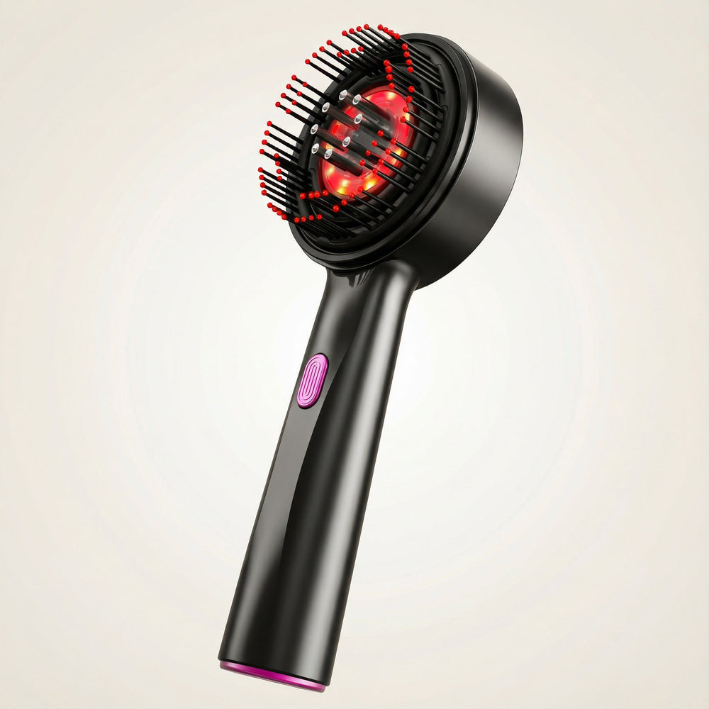 Kabelloser Massagekamm mit Rotlichttherapie & Vibration zur Förderung von Haarwachstum & Haargesundheit.