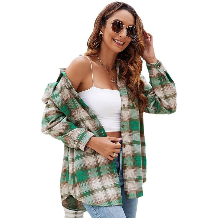 Basic Langarm Overshirt kariert für Damen, elegant und funktional.
