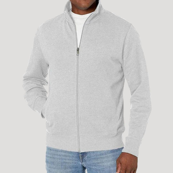 Nahaufnahme des hochwertigen Stoffes der Herren Casualjacke, atmungsaktiv und perfekt für den Frühling.