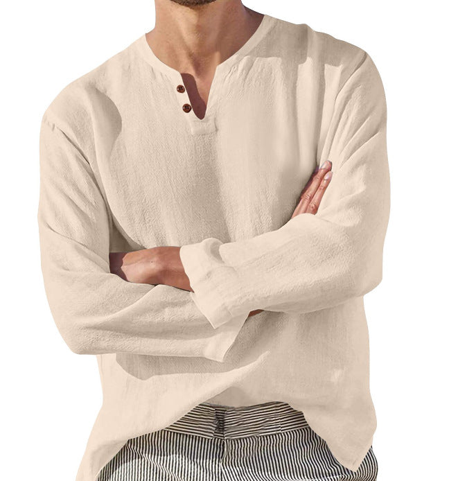 Herren Langarm V-Ausschnitt Henley Hemd, bequem & atmungsaktiv für Freizeit & Alltag, in modernem Stil.