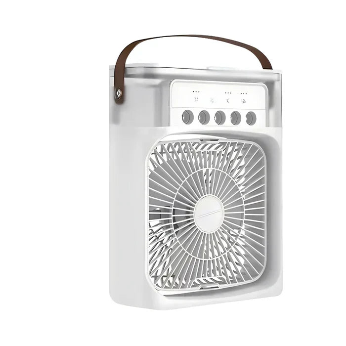 USB-betriebener 3-in-1 Luftkühler mit Ventilator & Befeuchter. Erfrischt Räume mit 7-Farben LED Licht.