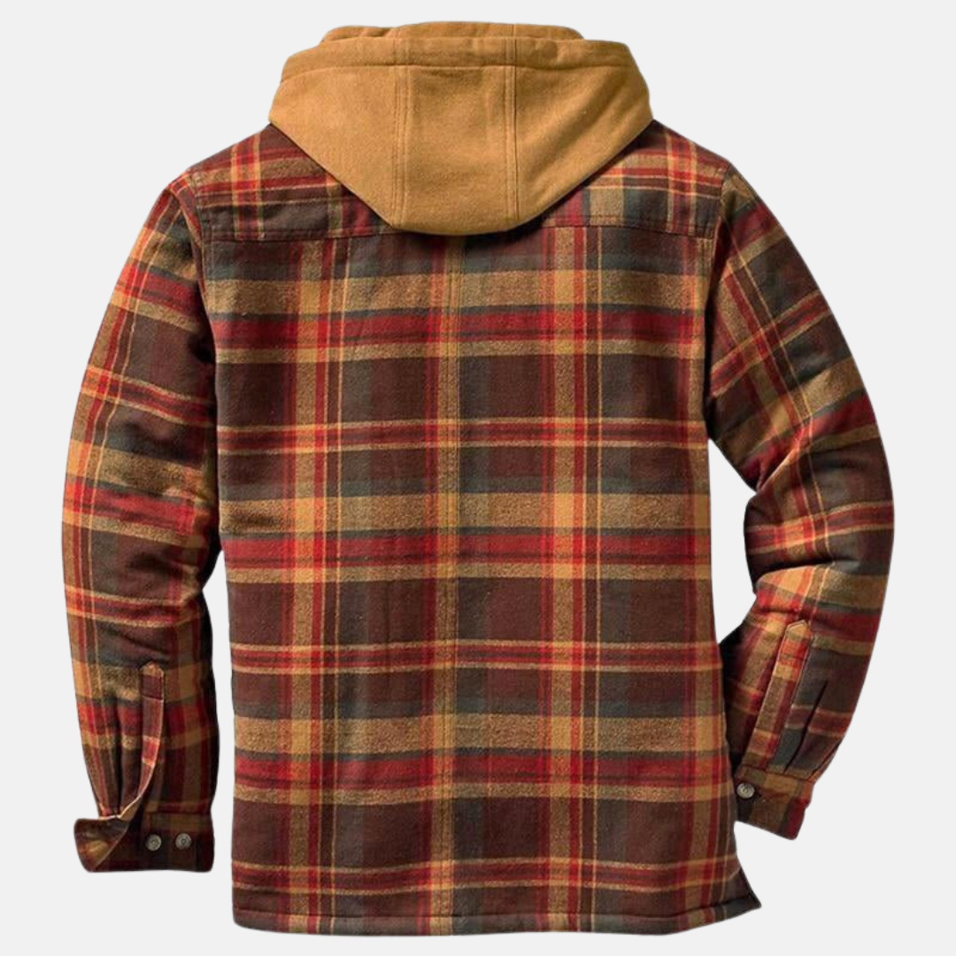 Warme karierte Herren-Winterjacke zum Knöpfen, perfekt für kühle Tage & stilvolle Männermode.