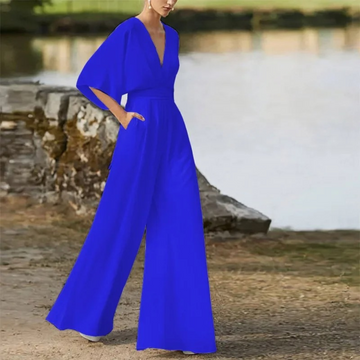 Eleganter Damen Ärmelloser Jumpsuit mit weitem Bein, perfekt für Herbst, Frühling & Sommer.