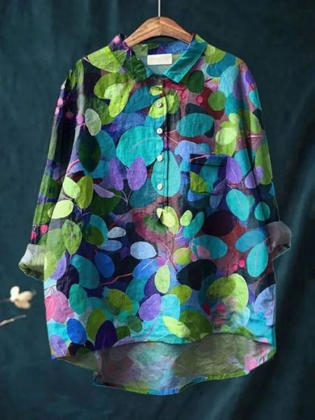 Damen Freizeitbluse mit Blumenmuster, locker und elegant, für Frühlingstage.