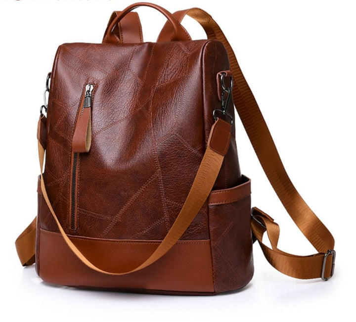 Eleganter Damen-Rucksack aus veganem Leder in brauner Lederoptik, perfekt für Alltag & Reisen.