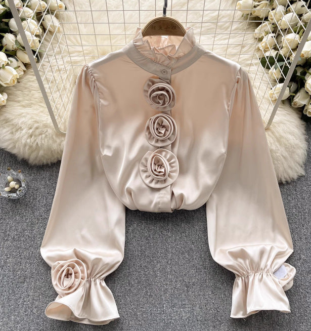 Damen Langarmshirt mit elegantem Blumenmuster für Herbst & Frühling. Lockere Passform, leicht & bequem.