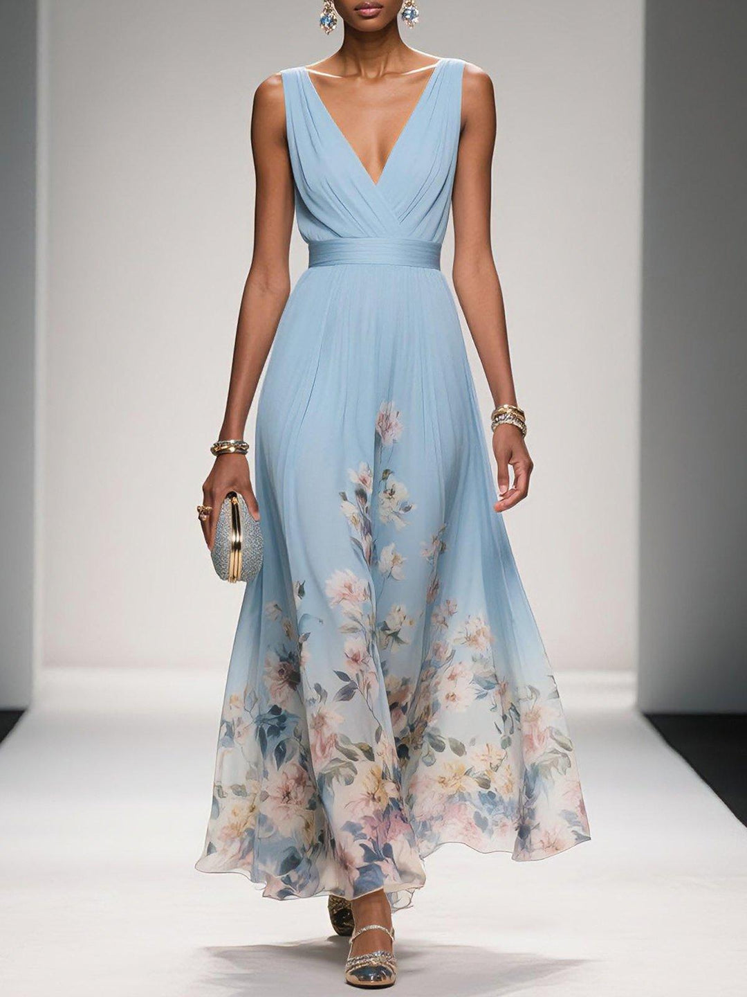 Damen florales Sommer Maxikleid, leicht & elegant. Perfekt für Freizeit, Urlaub & besondere Anlässe.