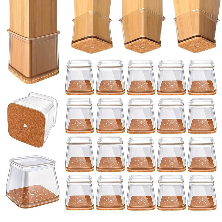 Vielseitige Filzgleiter für eckige Stuhlbeine. Schützt Parkett, Fliesen & Laminat effektiv. 24er Set.