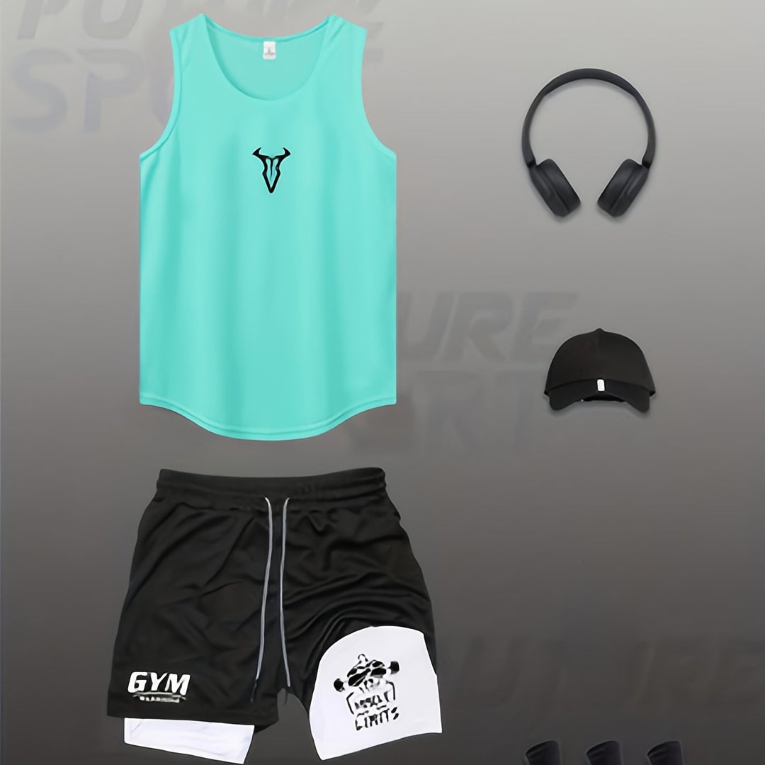 Perfektes Herren Sommer-Trainingsset: Luftiges Tanktop und leichte Shorts für intensive Workouts.