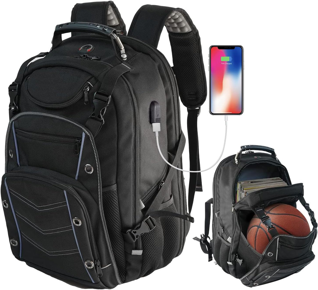 Unisex 55L Reise-Laptop-Rucksack mit USB-Ladefunktion & RFID-Schutz. Großes Volumen, perfekt für Business & Freizeit.
