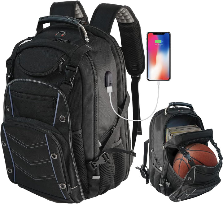 Unisex 55L Reise-Laptop-Rucksack mit USB-Ladefunktion & RFID-Schutz. Großes Volumen, perfekt für Business & Freizeit.