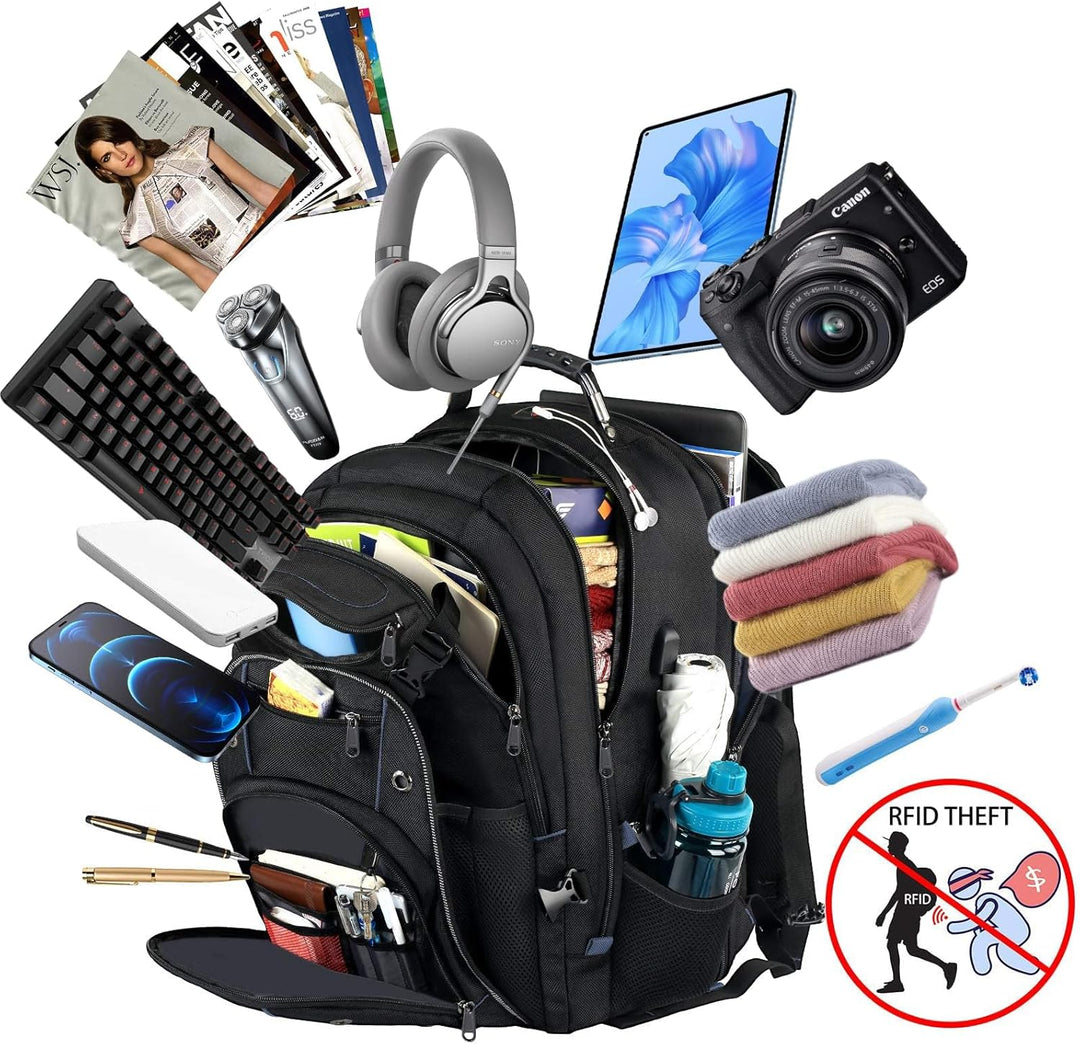 Vielseitiger Unisex 55L Laptoprucksack mit USB-Port, RFID-Schutz. Ideal für Schule, Arbeit, Outdoor & Reisegepäck.